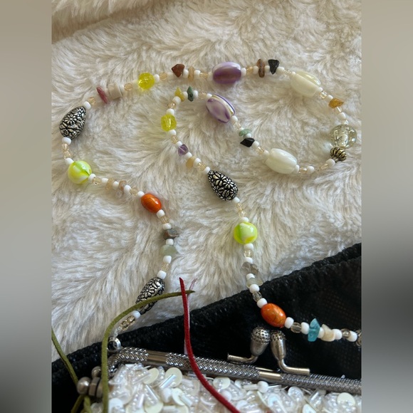 Mary Frances Small White Beaded With Sequins And Leather Bag - Picture 5 of 10